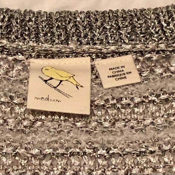 Anthropologie Yellow Bird Metallic Knit Sweater M - Picture 6 of 7